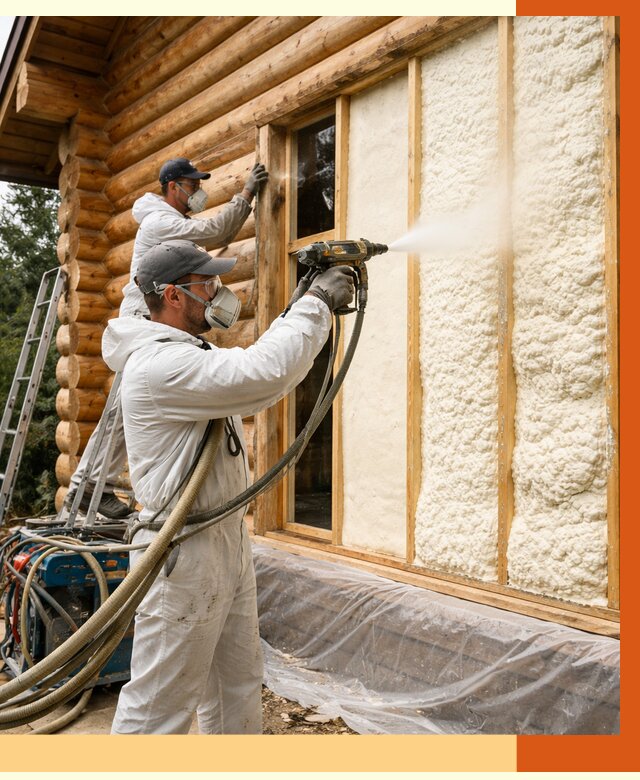 Утепление деревянного дома ППУ в Воркуте от 4318 руб/м2 | ТепломастерВрк — под ключ