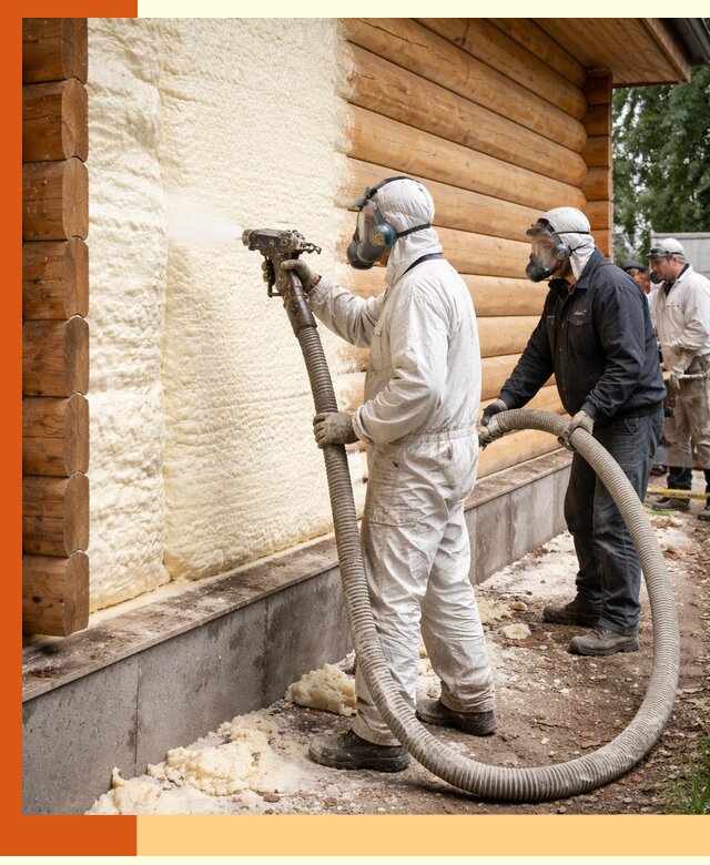 Утепление дома из бруса пенополиуретаном в Воркуте