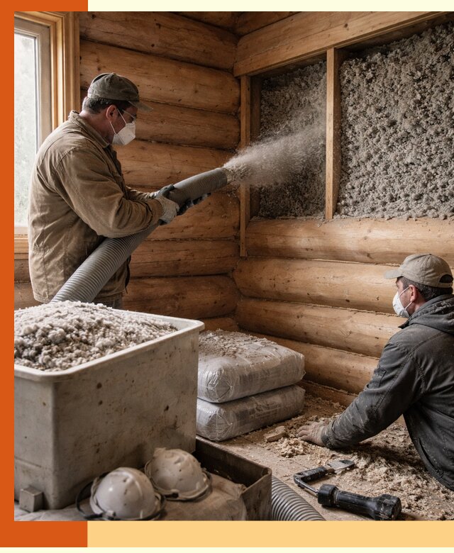 Утепление дома из бруса эковатой в Воркуте