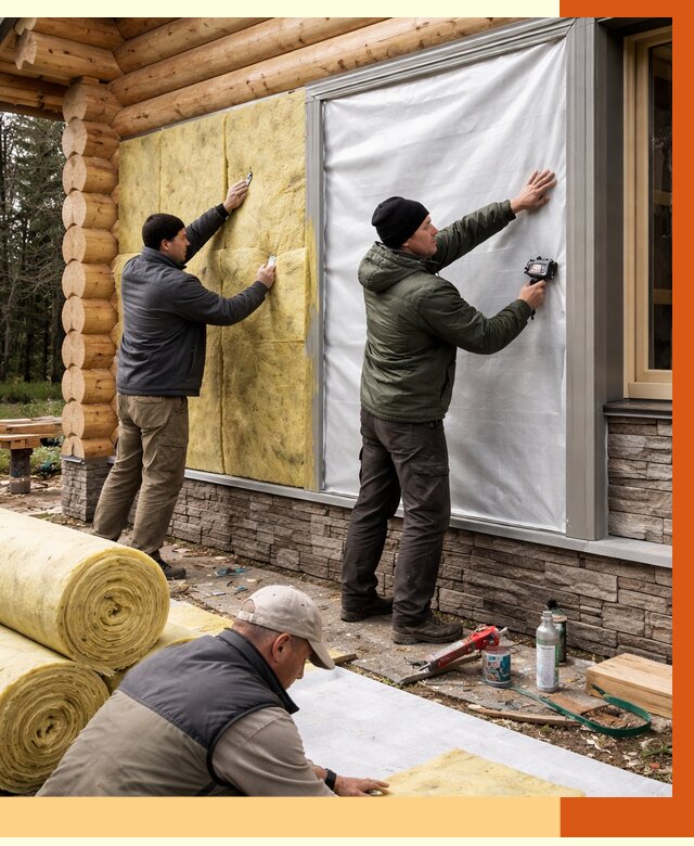 Утепление бревенчатого дома в Воркуте от 7865 руб/м2 — заказать под ключ | ТепломастерВрк