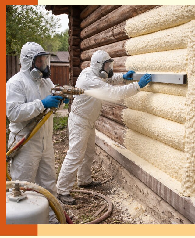 Утепление бревенчатого дома ППУ в Воркуте эффективной изоляцией