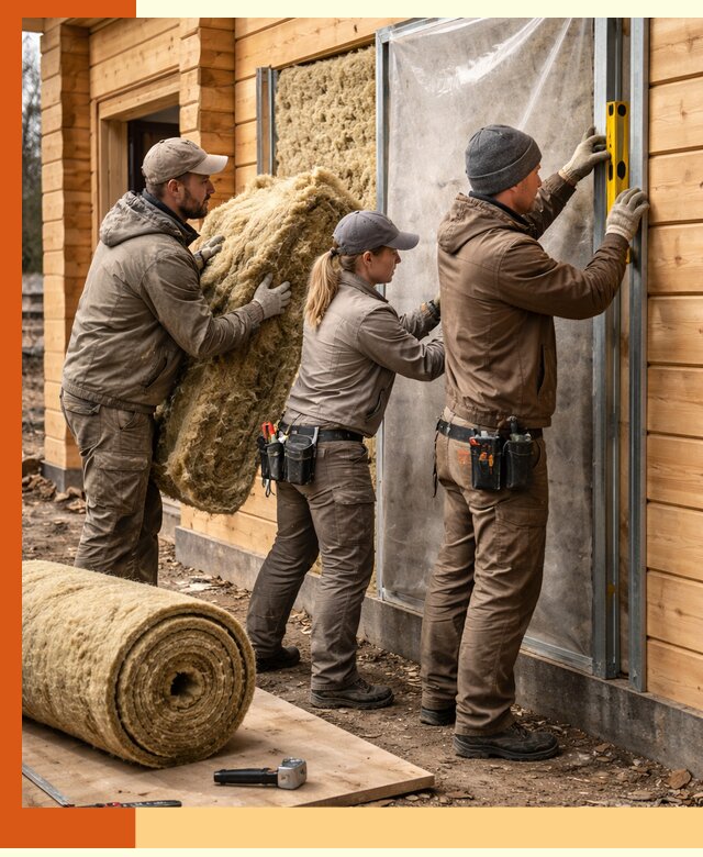 Утепление дома из двойного бруса в Воркуте качественно и надёжно