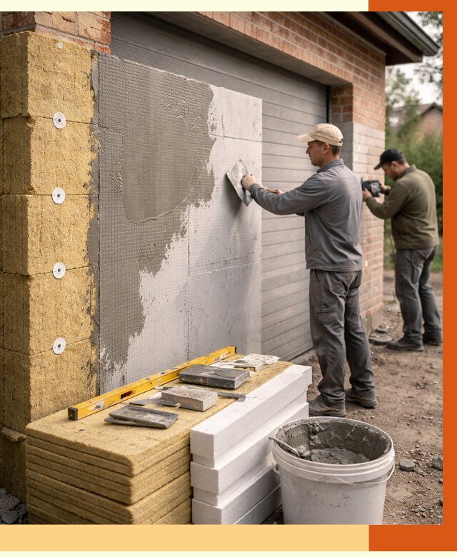 Утепление гаража снаружи в Воркуте от 4318 руб. за м2 — наружное утепление под ключ | ТепломастерВрк