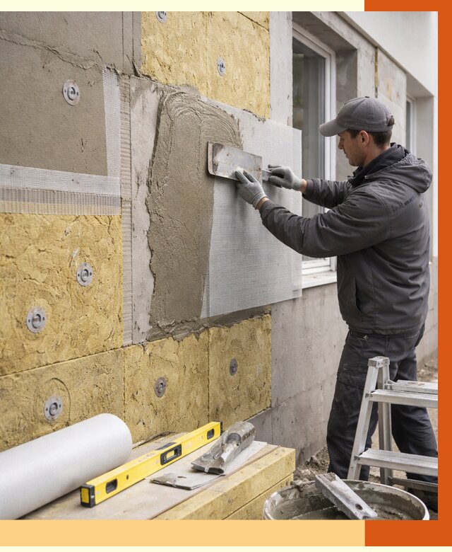 Утепление фасада под штукатурку в Воркуте от 4318 руб/м2 — монтаж пенопластом и минватой | ТепломастерВрк