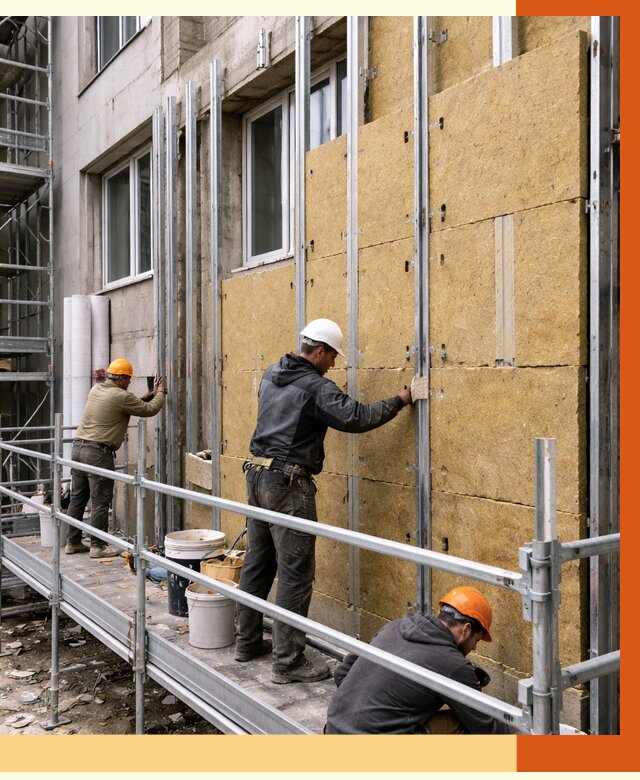 Утепление вентилируемого фасада в Воркуте от 5757 руб/м2 — монтаж и утепление вентфасад | ТепломастерВрк