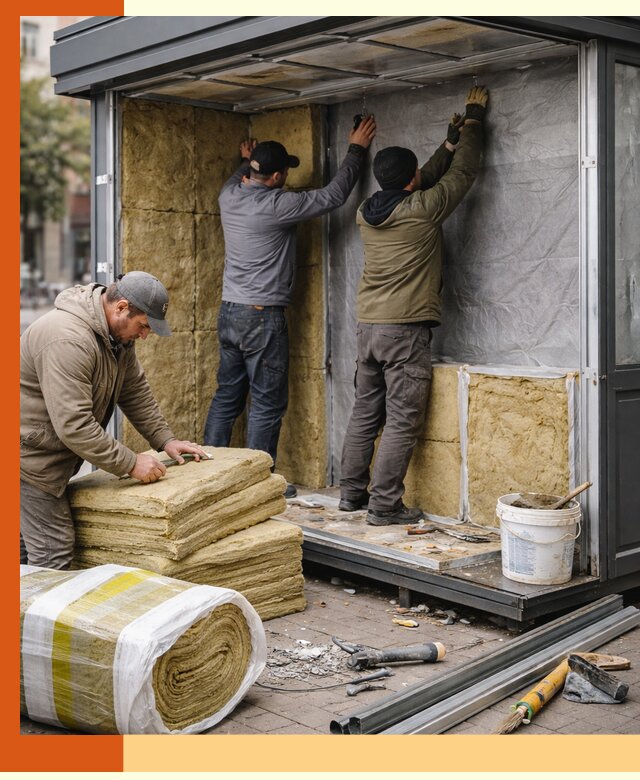 Утепление павильона шаурмы под ключ в Воркуте