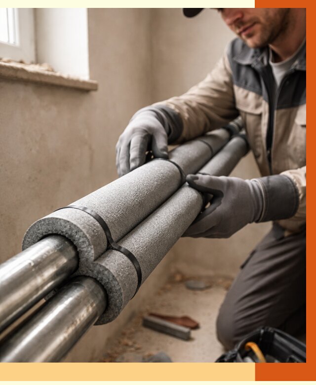 Утепление труб отопления в Воркуте от 2930 руб. за м² — услуги под ключ | ТепломастерВрк