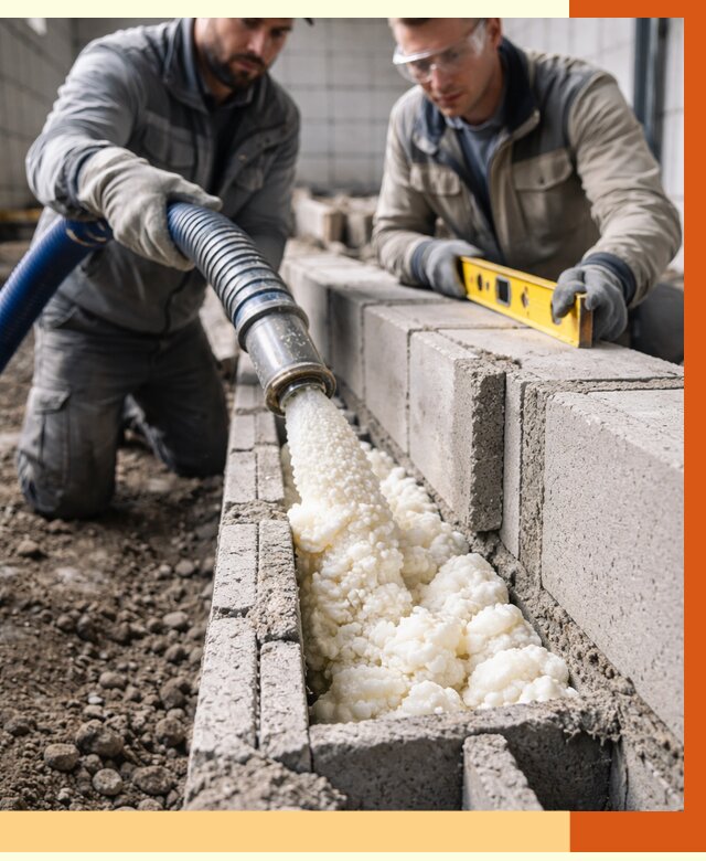 Заполнение колодцевой кладки ППУ в Воркуте от 4318 руб. за м2 | ТепломастерВрк