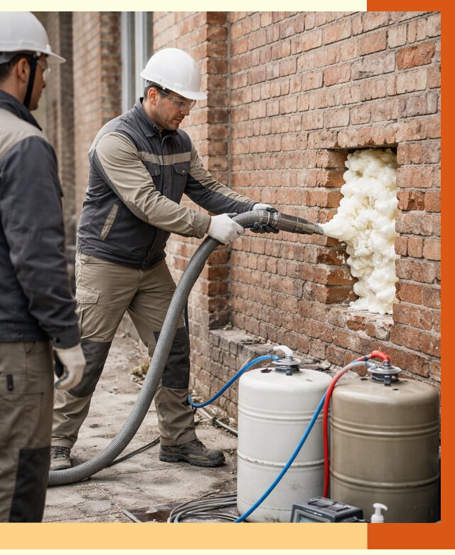 Заливка ППУ в пустоты кирпичной стены в Воркуте от 2827 руб. | ТепломастерВрк