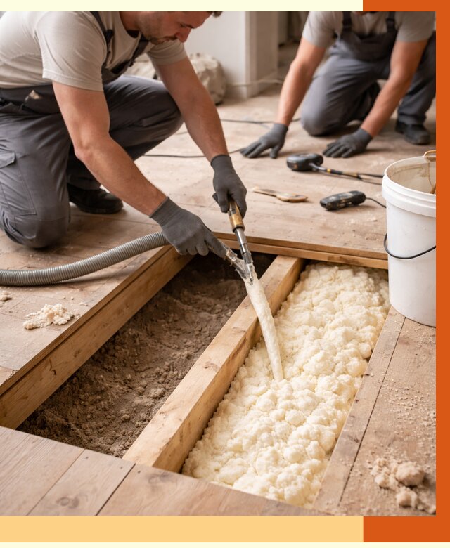 Заполнение пустот пола в Воркуте от 2776 руб. — утепление пустот пола под ключ | ТепломастерВрк