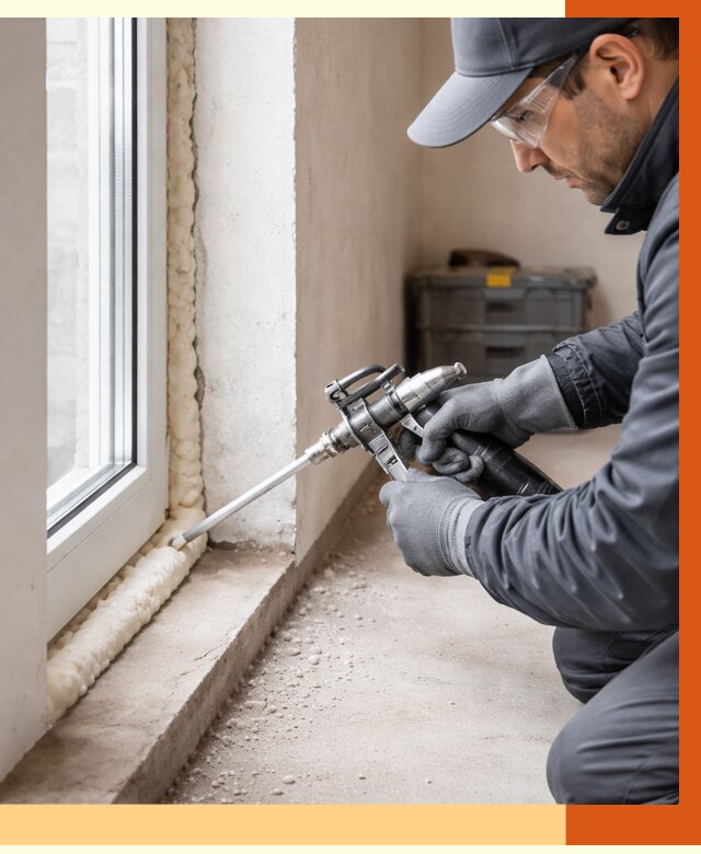 Герметизация стыков ППУ в Воркуте от 1696 руб. за м2 — утепление примыканий под ключ | ТепломастерВрк