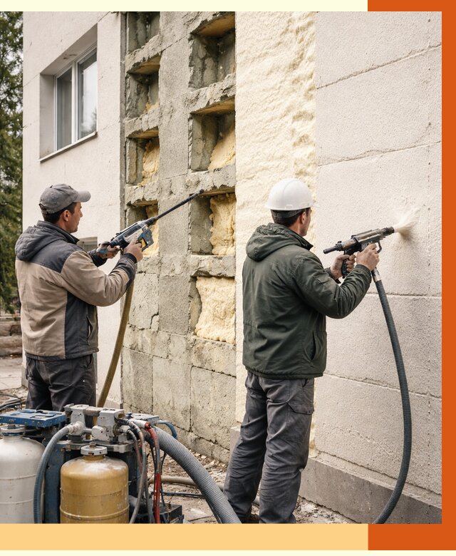 Заполнение пустот фасада в Воркуте от 4626 руб. — утепление пустот облицовки | ТепломастерВрк