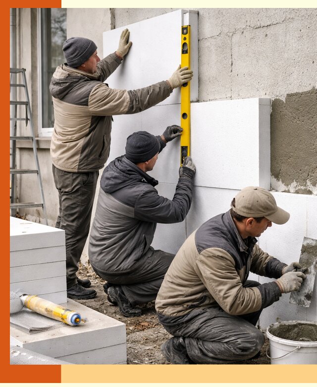 Утепление пенопластом наружных стен и фасадов в Воркуте