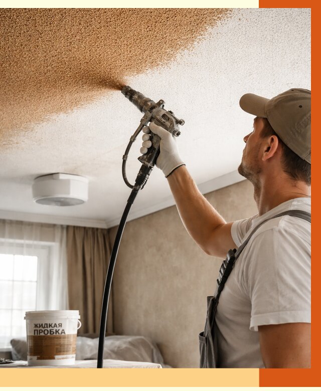 Утепление потолка жидкой пробкой в Воркуте от 3598 руб. | ТепломастерВрк