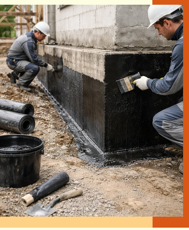 Гидроизоляция фундамента в Воркуте от 1285 руб. — профессионально, под ключ | ТепломастерВрк