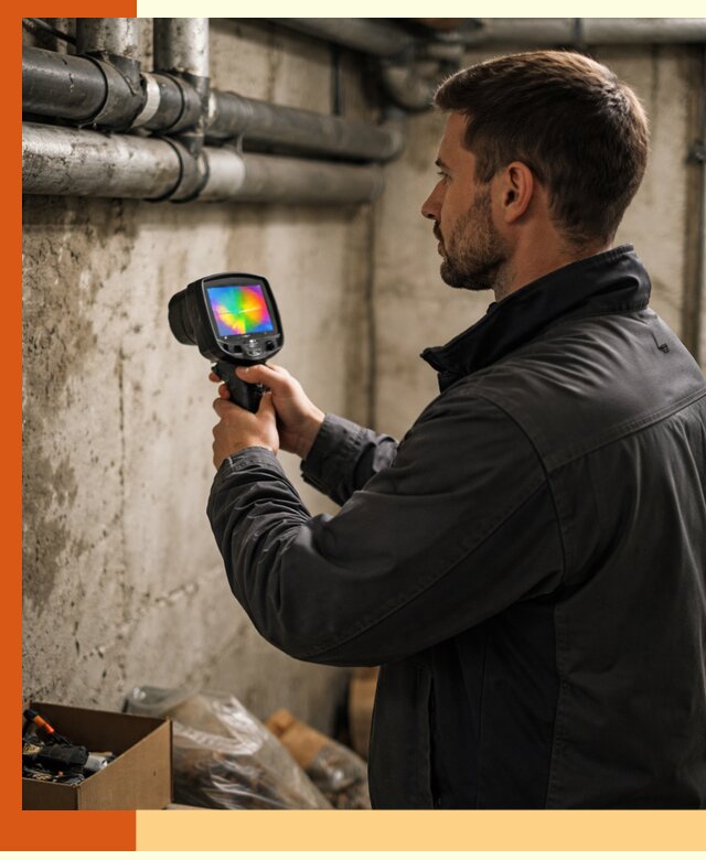 Тепловизионное обследование подвала в Воркуте для поиска утечек тепла